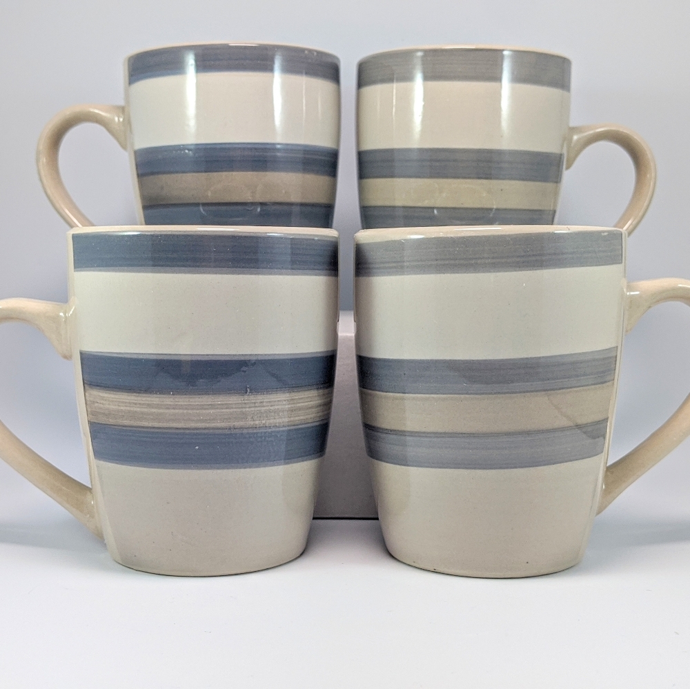 Gibson Home Coffee Tea Mug Stripes Design 4 Set